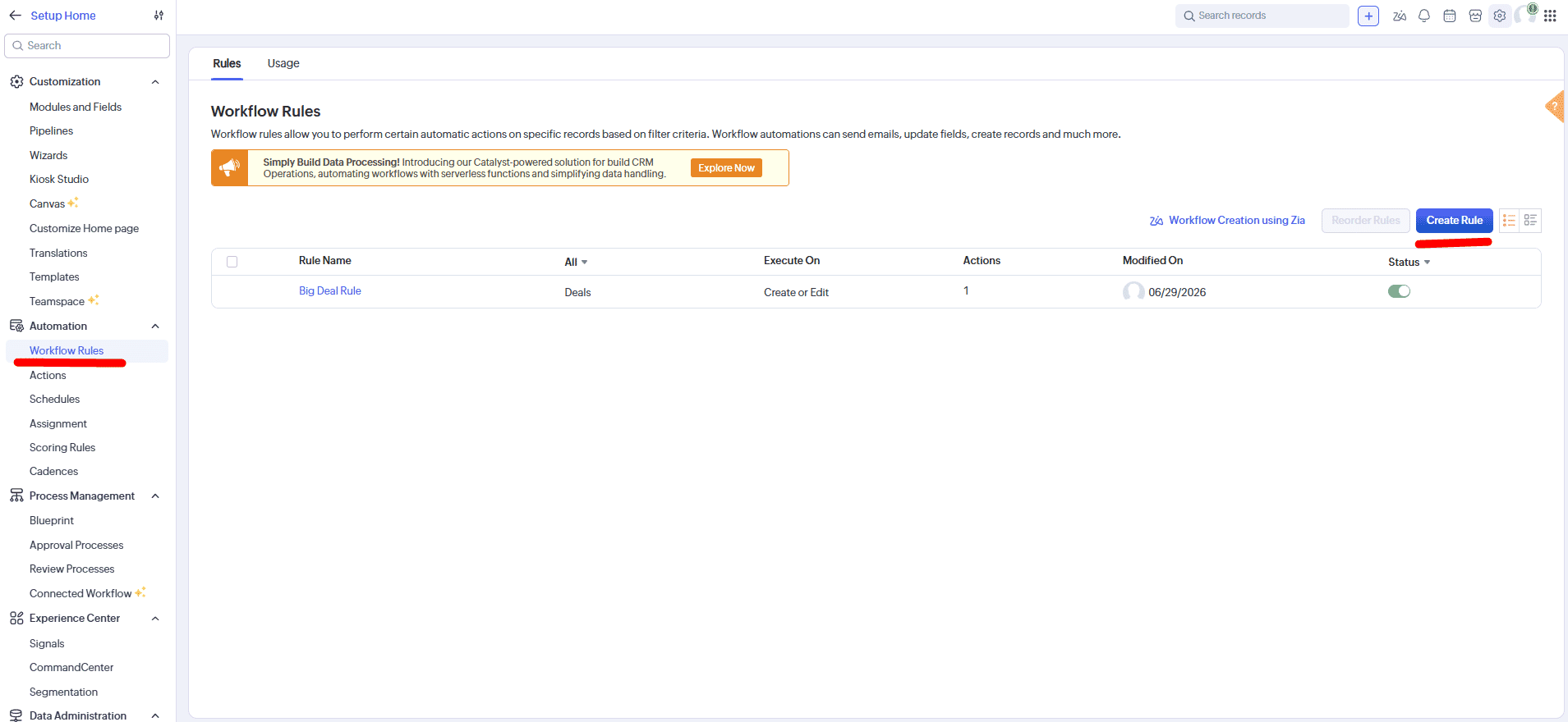 Create Workflow Rule